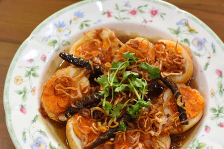 Egg with Tamarind Sauce thai foodの写真素材