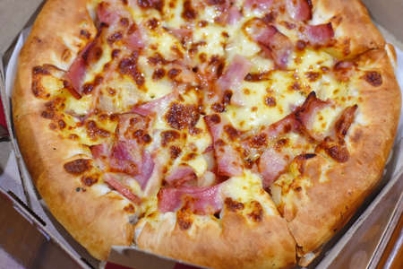 Pizza with ham and cheese. Pizza with ham and cheese.の写真素材