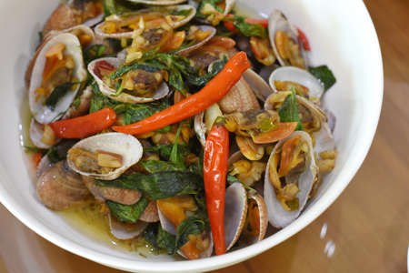Stir Fried Clams with Roasted Chili pasteの写真素材