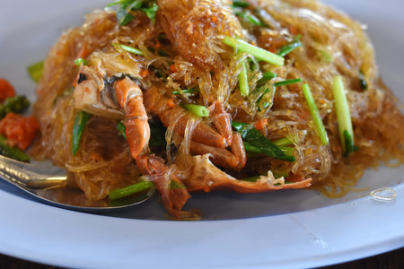 Fried Shrimp with vermicelli,Thai food
