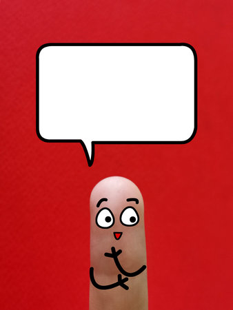 One finger is decorated as one person. He is happy.