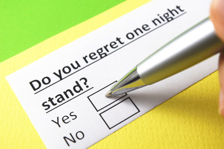 Do you regret one night stand? yes or noの写真素材