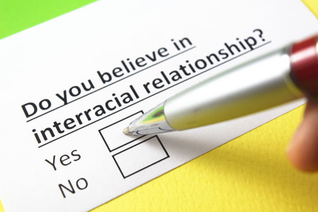 Do you believe in interracial relationship? yes or no?の写真素材