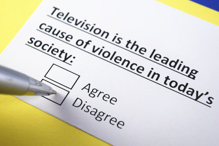 Television is the heading cause of violence in today's society: Agree or disagree?の写真素材
