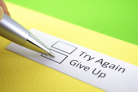 Try again or Give up? Give up.の写真素材