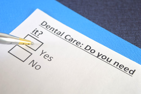 One person is answering question about dental care.の写真素材