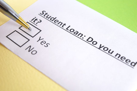 One person is answering question about student loan.の写真素材