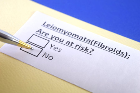 One person is answering question about fibroids.の写真素材