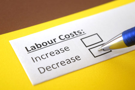 One person is answering question about labour costs.の写真素材