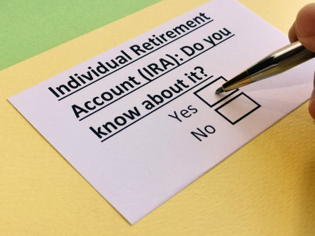 A person is answering question about individual retirement account (IRA).の写真素材