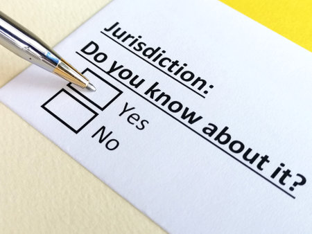 One person is answering question about jurisdiction.の写真素材