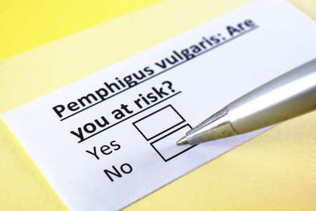 One person is answering question about pemphigus vulgaris.の写真素材