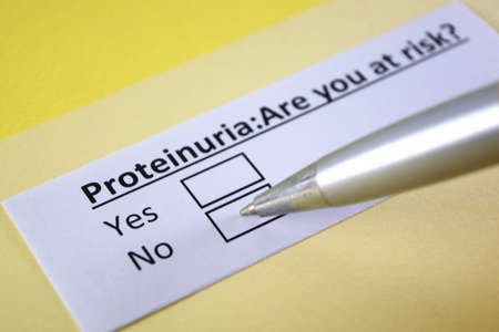 One person is answering question about proteinuria.の写真素材