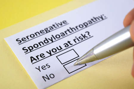 One person is answering question about seronegative spondyloarthropathy.の写真素材