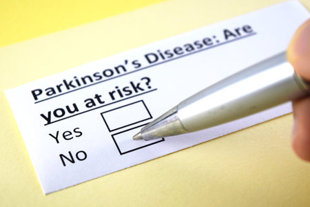 One person is answering question about parkinson's disease.の写真素材