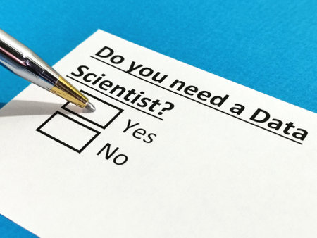 One person is answering question about data scientist.の写真素材