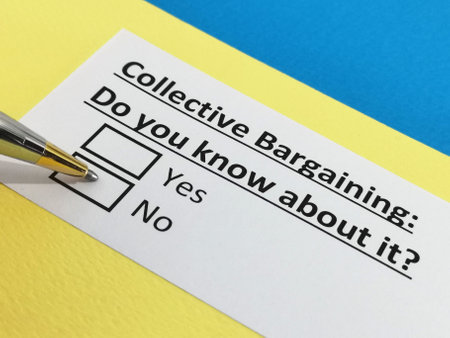 One person is answering question about collective bargaining.の写真素材
