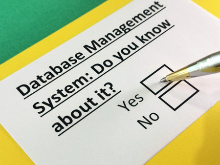 One person is answering question about database management system.の写真素材