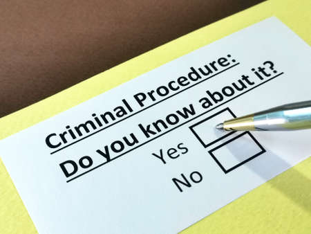One person is answering question about criminal procedure.の写真素材
