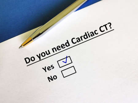 One person is answering question about radiology. He thinks he need cardiac CT.の写真素材