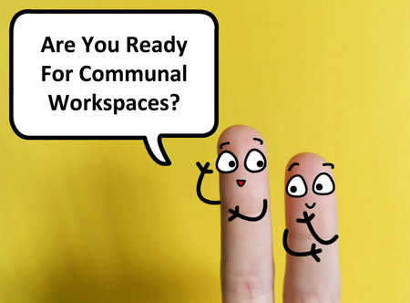 Two fingers are decorated as two person. One of them is asking  another if he is ready for communal...