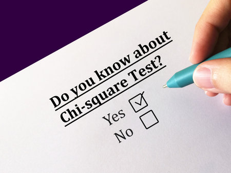 One person is answering question about research. The person knows about Chi Square Test.
