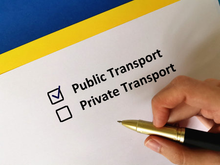 One person is answering question about transportation.  The person chooses public transport.