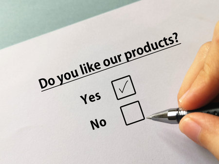 One person is answering question about job. The person thinks that he likes our products.