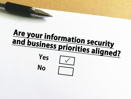 One person is answering question about cybersecurity. The person thinks his information security and...