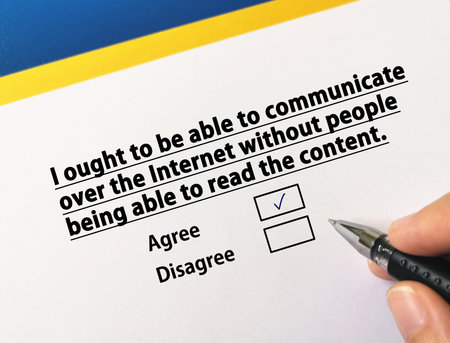 One person is answering question about cybersecurity. The person is agree that he ought to be able...