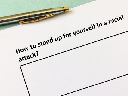 One person is answering question about racism. He is thinking how to stand up for yourself in a...