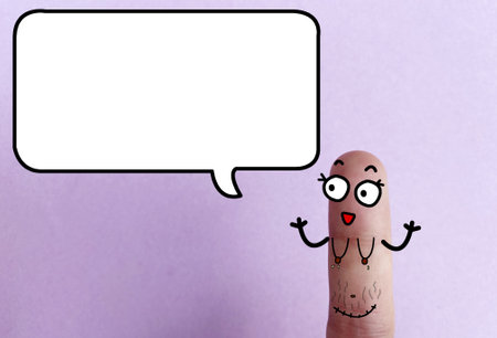 One finger is decorated as one mother with postpartum body. She has some body changes after delivery.の写真素材