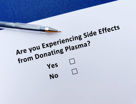 One person is answering question about side effects. She is experiencing side effects of donating...