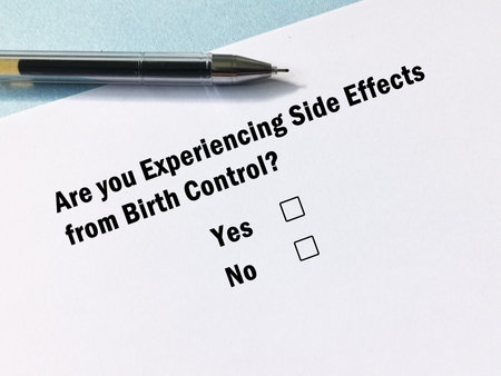 One person is answering question about side effects. She is experiencing side effects of birth...