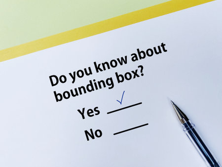 A person is answering question about artificial intelligence. He knows about bounding box.の写真素材