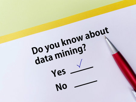 A person is answering question about artificial intelligence. He knows about data mining.の写真素材