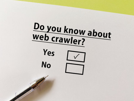 A person is answering question about artificial intelligence. He knows about web crawler.の写真素材