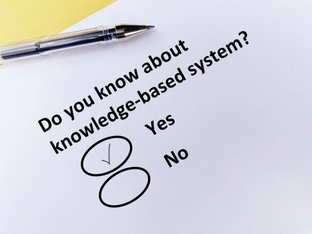 A person is answering question about artificial intelligence. He knows about knowledge based system.の写真素材