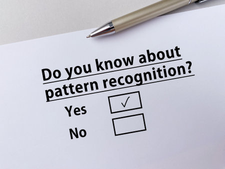 A person is answering question about artificial intelligence. He knows about pattern recognition.の写真素材