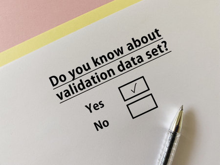 A person is answering question about artificial intelligence. He knows about validation data set.の写真素材