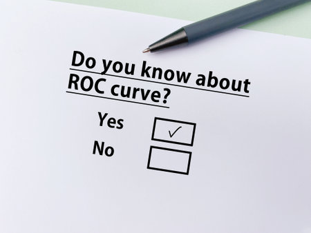 A person is answering question about artificial intelligence. He knows about  ROC curve.の写真素材