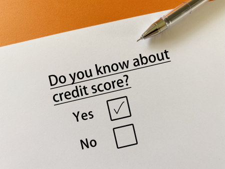 A person is answering question about banking. He knows about credit score.の写真素材