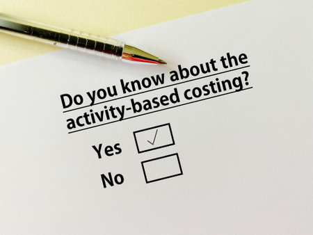 A person is answering question about logistics. He knows about activity based costing.の写真素材