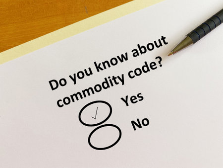 A person is answering question about logistics. He knows about commodity code.の写真素材