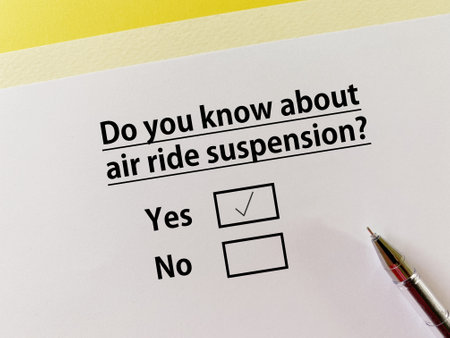 A person is answering question about logistics. He knows about air ride suspension.の写真素材