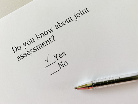 A person is answering question about taxation. He knows about joint assessment.の写真素材