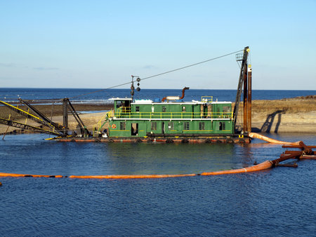        Dredge barge on Long Island river