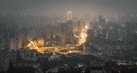chongqing city night viewのeditorial素材