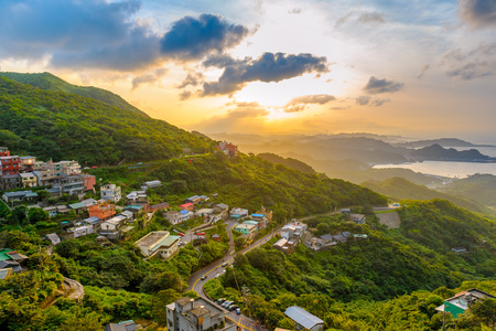 landscape of jioufen village, taiwanの写真素材
