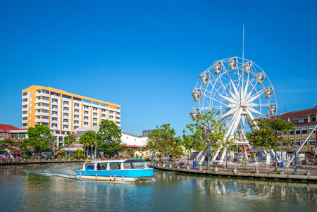 landscape of melaka by malacca river in malaysiaのeditorial素材